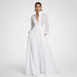 Carlena | Elegancka Sukienka Maxi z Guzikami i Kieszeniami