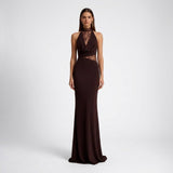 Carlena | Elegancka Sukienka Maxi z Koronkowym Panelem Halter