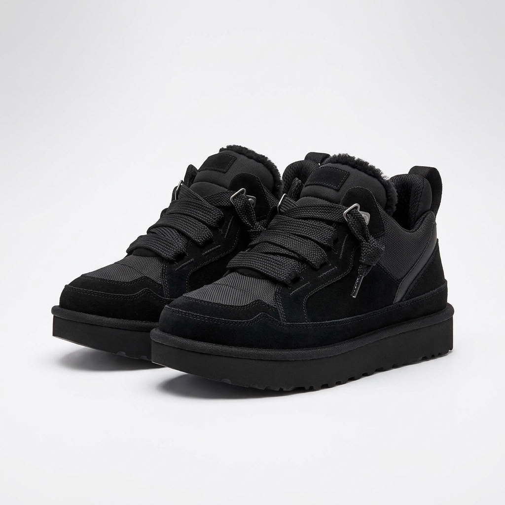 Ocieplane sneakersy na platformie z futerkiem czarne