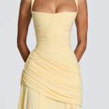 Carlena | Elegancka sukienka maxi z drapowaniem