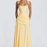 Carlena | Elegancka sukienka maxi z drapowaniem