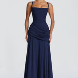 Carlena | Elegancka sukienka maxi z drapowaniem