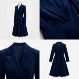 Carlena | Elegancka Sukienka Midi Żakietowa z Kołnierzem i Paskiem