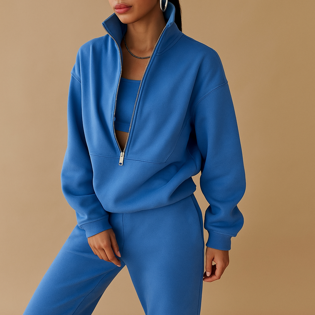 Carlena | Dwuczęściowy damski dres joggingowy z półzamkiem | Amelia