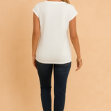 Carlena | Klasyczny t-shirt damski z dekoltem w serek lekki i komfortowy